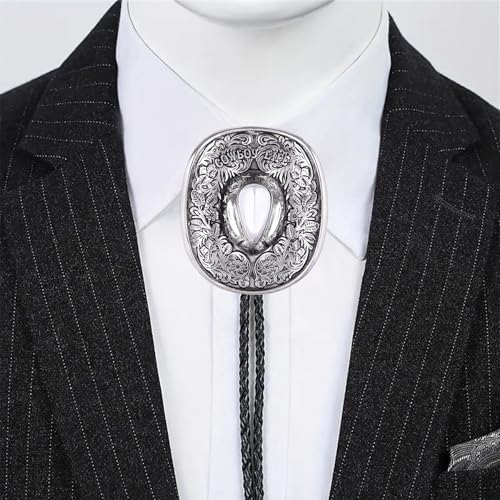 Image of Jeilwiy Bolo Tie for Men Western Cowboy Tie Necklace Gold Bolo Tie Leather Necktie Halloween Tie Accessories for Women