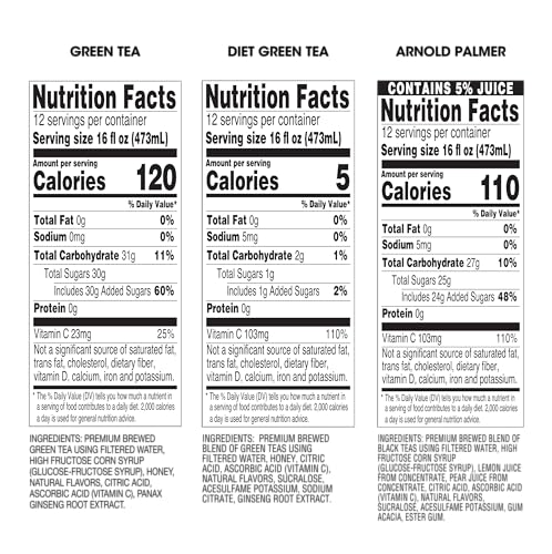 Image of AriZona Iced Tea Variety Bundle 16oz, 12 Bottles per Flavor (36 count) - Green Tea with Ginseng and Honey + Arnold Palmer Half and Half + Diet Green Tea with Ginseng