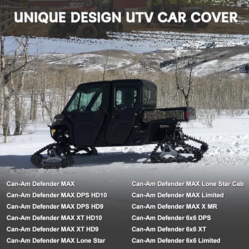 Image of Waterproof UTV Cover Compatible with Can-am Defender 4-6 Seaters, 6 Layers All Weather Cover with Air Vents, Door Zipper and Windproof Buckles and Bands for Rain Snow Dust Protection