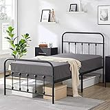 YAHEETECH Classic Metal Platform Bed Frame Mattress Foundation with Victorian Style Iron-Art Headboard/Footboard/Under Bed Storage No Box Spring Needed for Boys Girls Twin Size