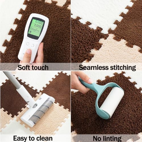 100Pcs Interlocking Foam Playmat Tiles 12"x12" - Fluffy Carpet Puzzle Pieces in Red & Black, Easy to Install & Clean, Perfect for Kids' Play Areas & Floor Protection