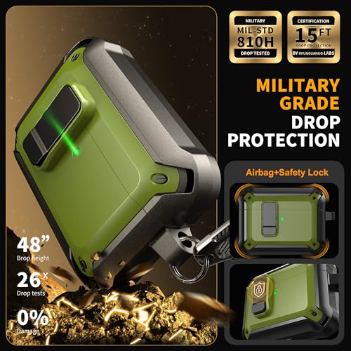 Image of AirPods Pro 3 Case with Lock Magnetic Lid MagSafe, Army Green