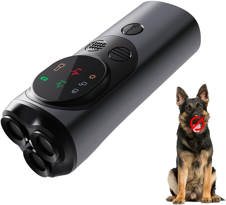Dog Bark Deterrent Device, Ultrasonic Dog Training Tool, 3X Head Anti Barking Device for Dogs Barking Silencer, Modes & LED Light Portable Bark Stopper Indoor & Outdoor