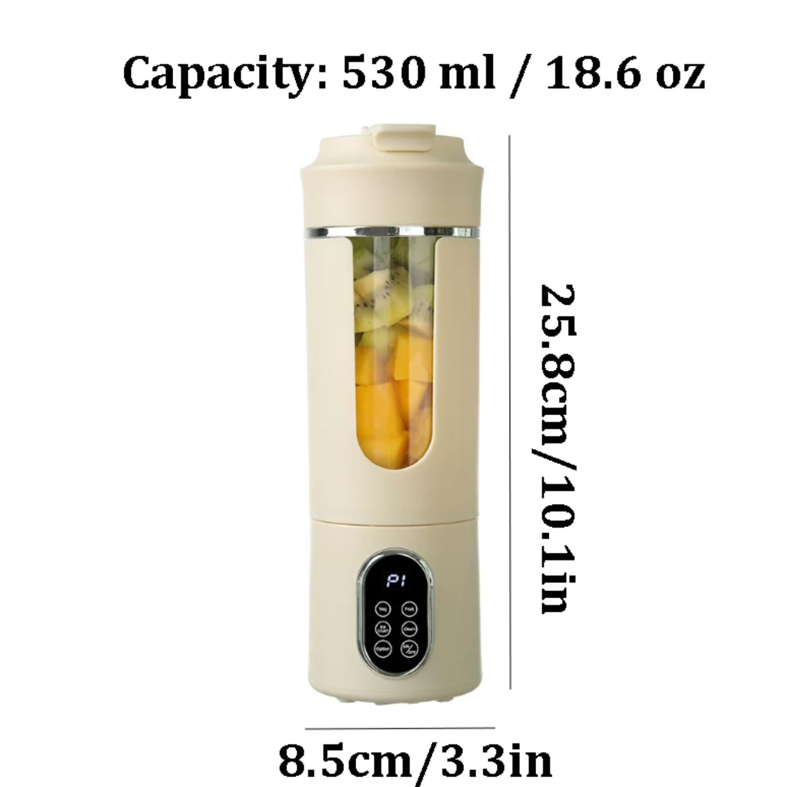 Senza fili Frullatore portatile in plastica 12 lame in acciaio inossidabile Frullatore ricaricabile di dimensioni personali for frullati, frullati di ghiaccio e succhi alta efficienza(Beige)