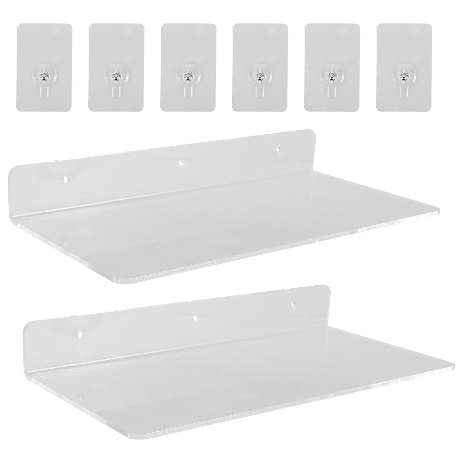 Étagère murale acrylique ventouse lot de 2 grand format pour salle de bain