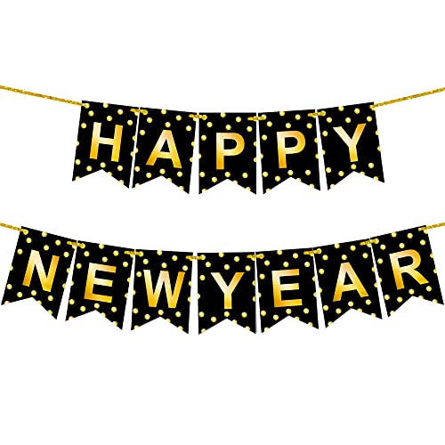 KatchOn, Happy New Year Banner 2025 - Large 10 Feet, No DIY | Happy New Year Backdrop, Happy New Years Decorations 2025 | New Years Eve Party Supplies 2025, NYE Decorations 2025