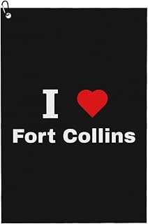 BASRETY I Love Fort Collins Golf Towel with Carabiner Clip for Golf Bag 24" X 16" Golf Towels Waffle Funny Pattern Golf Accessories