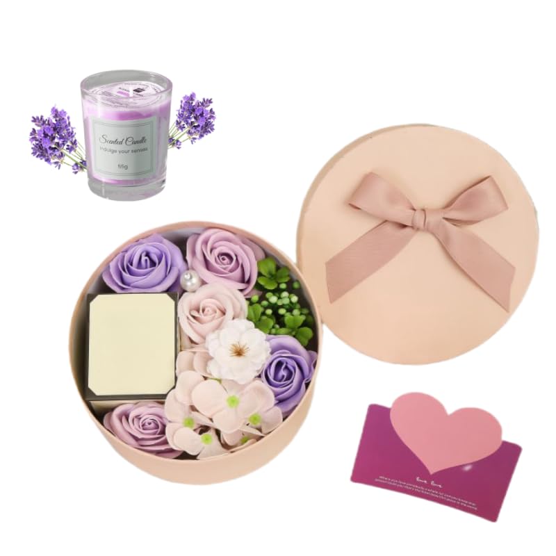ASDIIT Soaps Flower Rose&Scented Candle Gift Box Set Flowers Gift...