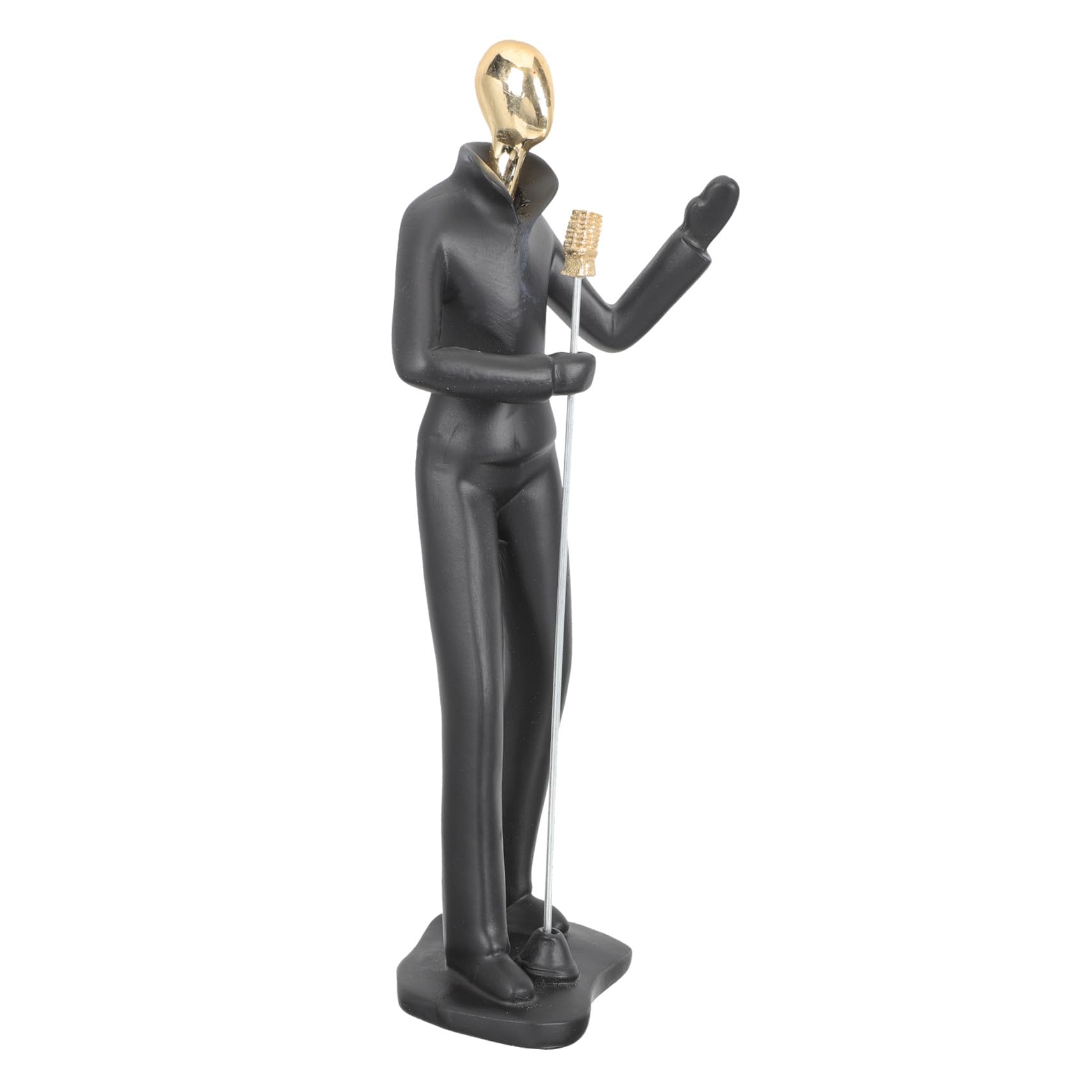 Figurine musicien résine noire sur une étagère de salon pour ambiance artistique