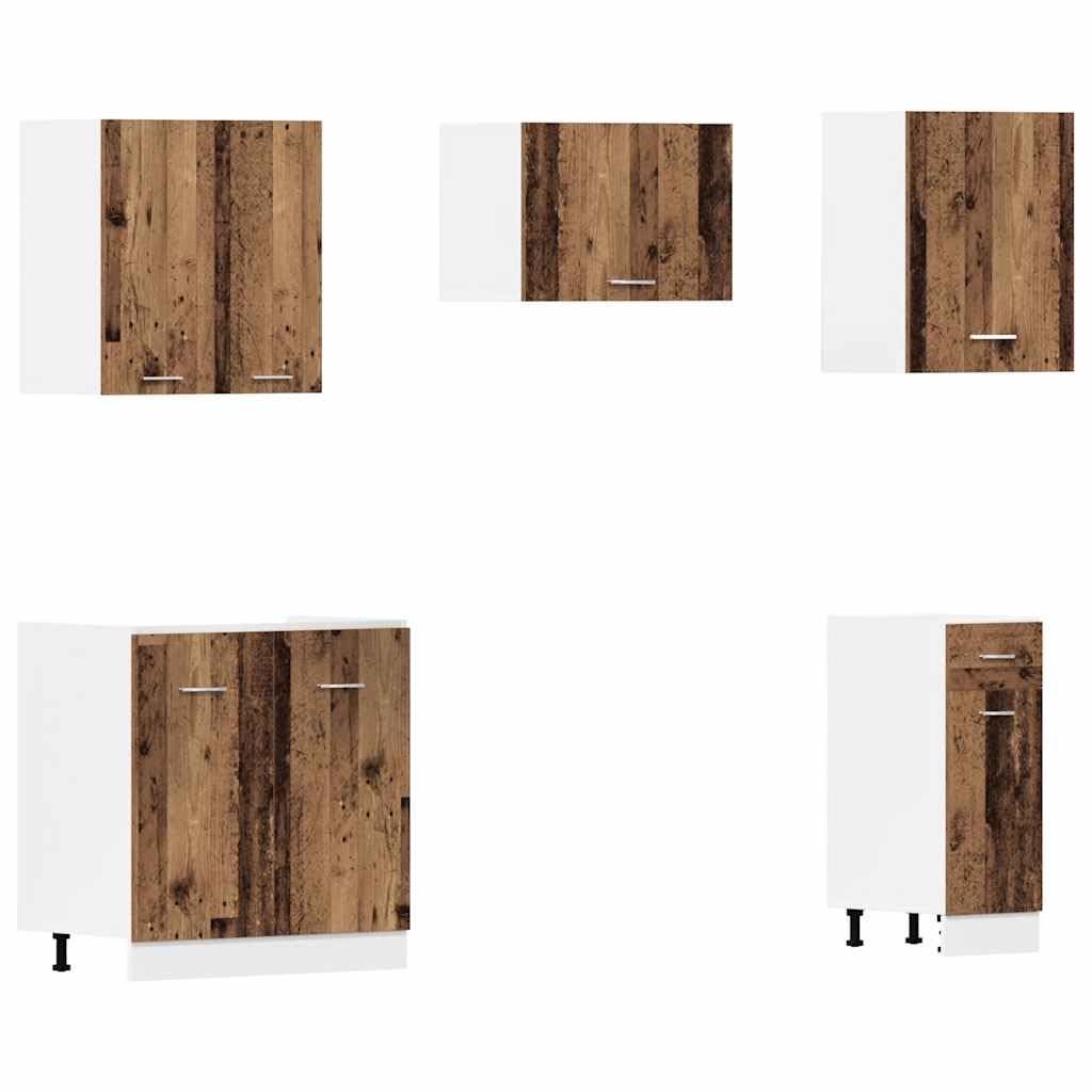 11-TLG. Küchenschrank-Set Lyon Altholz-Optik Holzwerkstoff 11-teilige Küchenzeile mit elegantem Design und reichlich Stauraum für optimale Organisation