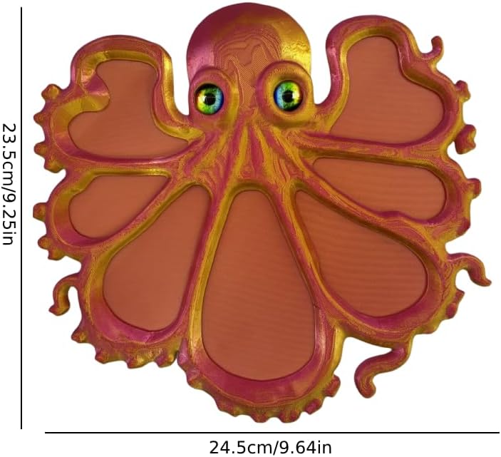 octopus platter (suitable dried fruit & nuts) – multi-functional dispenser for parties, portable & easy-clean snack plate,7 snackberry assortment platter (golden-red)