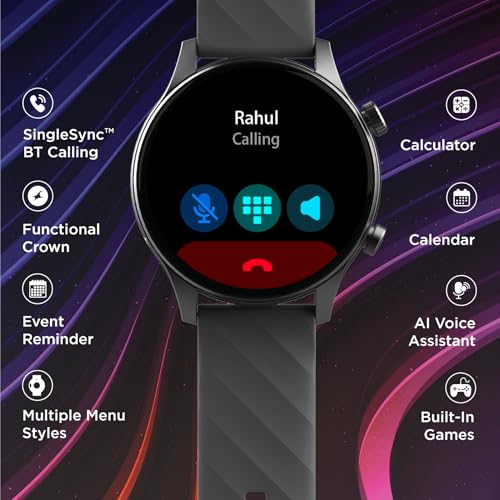 Image of Fastrack Vivid Pro Smart Watch|1.43 inch AMOLED Display with 466 x 466 Pixel Resolution | Functional Crown| SingleSync BT Calling|100+ Sports Modes & Watchfaces|AI Voice Assistant|in-Built Games
