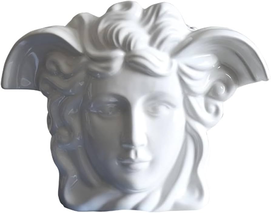 Amazon.co.jp: メデューサの頭の彫刻、白いレリーフセラミック花瓶の