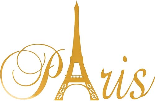 Vinilo decorativo dorado de 34 x 22 pulgadas, diseño de torre de París, habitación de niñas, decoración del hogar