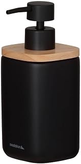 Sealskin Mind Seifenspender 200 ml, aus Zement gefertigt, Details aus Holz, Farbe: Schwarz