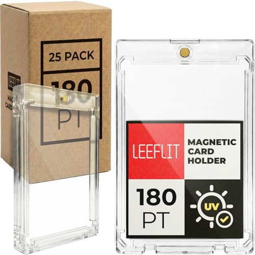 LEEFLIT 25 Pack 180PT Magnetic Card Holders for Super Thick Cards - Professional One Touch Case with UV Protection & Diamond Corners - Archival Safe Protectors for Multi-Color Patches Relics