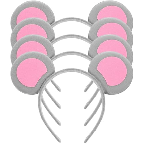 LEDMOMO ネズミの耳 カチューシャ 可愛い 動物カチューシャ 4個セット フワフワ アニマルカチューシャ コスプレ小道具 けもの耳 仮装 ネズミ かぶりもののサムネイル