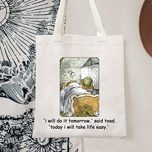 TOBGB Funny Frogs Frog Tote Pouch Bag Good Friends Sketch Gift Storybook Gift3