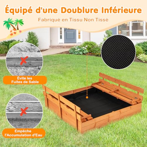 Bac à sable avec 2 bancs convertibles pour le bonheur des petits