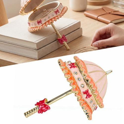 Boîte à bijoux parapluie émail Focket avec strass faits main - 4