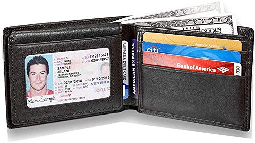 MUITON Men's RFID Protection Bifold Leather Pocket Wallet with Id Window-in Gift Box4