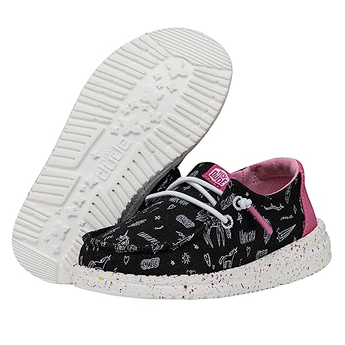 Image of HEYDUDE Wendy Toddler Unicorn Notebook Black Size 7 | Girl's Loafers | Girl's Slip On Shoes | Comfortable & Light-Weight