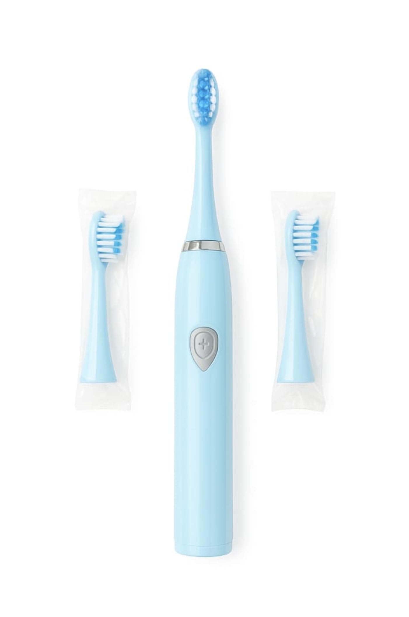 Aura Essentials Sonic Electric Toothbrush for Adults & Kids | Deep Cleaning Soft Bristles with 2 Brush Heads | Battery Operated Toothbrush for Gentle & Effective Oral Care (Blue)