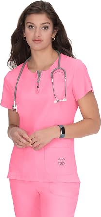 KOI Lite Womens Philosophy Mock-Wrap Scrub Top, 3 Pockets, Lightweight Stretch Fabric