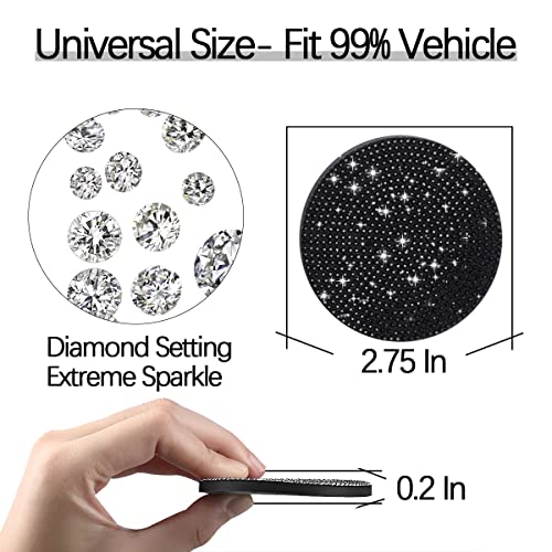 Bling Cup Holder Coaster For Car, 2Pcs Anti-Slip Shockproof Cup Coasters, 2.75 Inch Universal Fashion Rhinestone Mat, Vehicle Insert Crystal Pad, Auto Interior Accessories For Women #TOP1