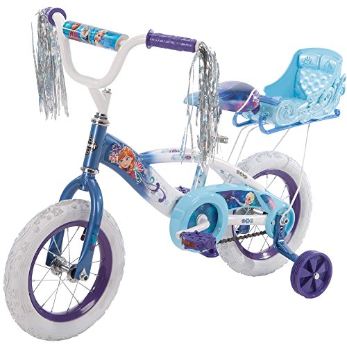12 Inch Huffy Bicycle Frozen Kids Bike for Girls, Blue with Training Wheels and Cleaner Cloth - Thumbnail 4