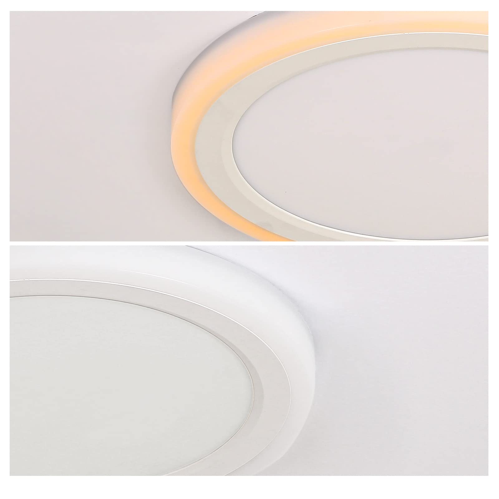 hykolity 13 Inch Round LED Flat Panel with Night Light(2000K 3W), 24W, 2400lm, 3/4/5K 3CCT, Dimmable, Side Glow Night Light, Modern LED Ceiling Light Fixture for Hallway Bedroom, Kitchen - White