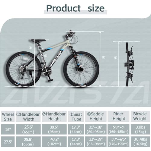 AVASTA Earth 26 27.5 inch Mountain Bike with 21-Speed, Aluminum Frame, Dual Disc Brake, Comfortable Saddle, Multiple Colors