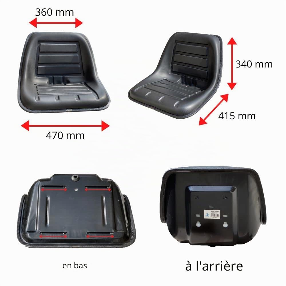 Coque d'assise pour tracteur KS 560, PVC, noir, largeur 49,6 cm