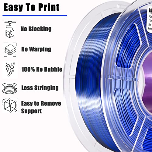 Image of PLA Filament 1.75mm, High Speed Printing Silk PLA 3D Printer Filament, Tri Color Filament Black Purple Blue 1.75 PLA Filament, 3 in 1 Coextrusion 3D Filament PLA 1.75 + /-0.02mm, 1kg /2.2lb