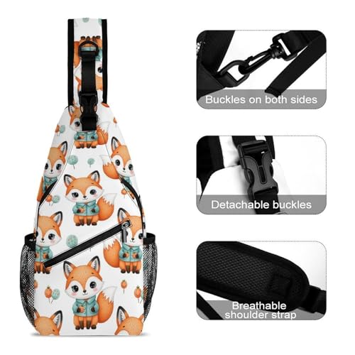 Fashion Chest Bag, Shoulder Bag, Dress Decor Sling Backpack, Casual Day Pack For Travel Shopping Fox Art3