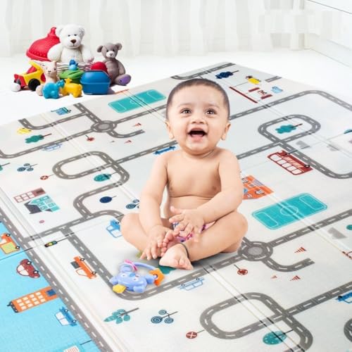 Image of Heavy Duty Double Sided Water Proof Baby Play Mat, Play mats for Kids, Large Size, Baby Carpet, Non-Slip (6 Feet X 4 Feet) (BEBY MAT White Large)
