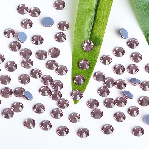 Image of Bymitel Hotfix Crystal Rhinestones Round Gems Iron on DIY Jewelry Making Flat Back for Crafts,Lt. Amethyst, 2.8mm(SS10 /2880pcs)