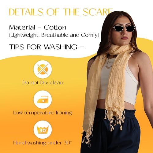 THE ART BOX 100% Cotton Solid Women's Fashion Scarf Pashmina Shawl Wrap Long Lightweight Scarves For Men & Women4