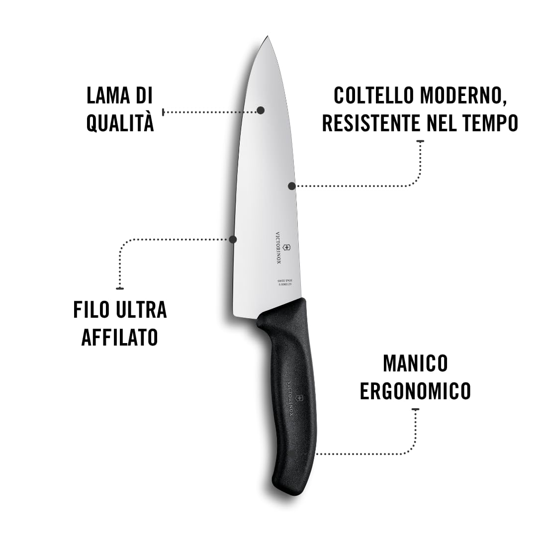 Victorinox Coltello da cucina Swiss Classic, estremamente ampio, materiale sintetico, nero