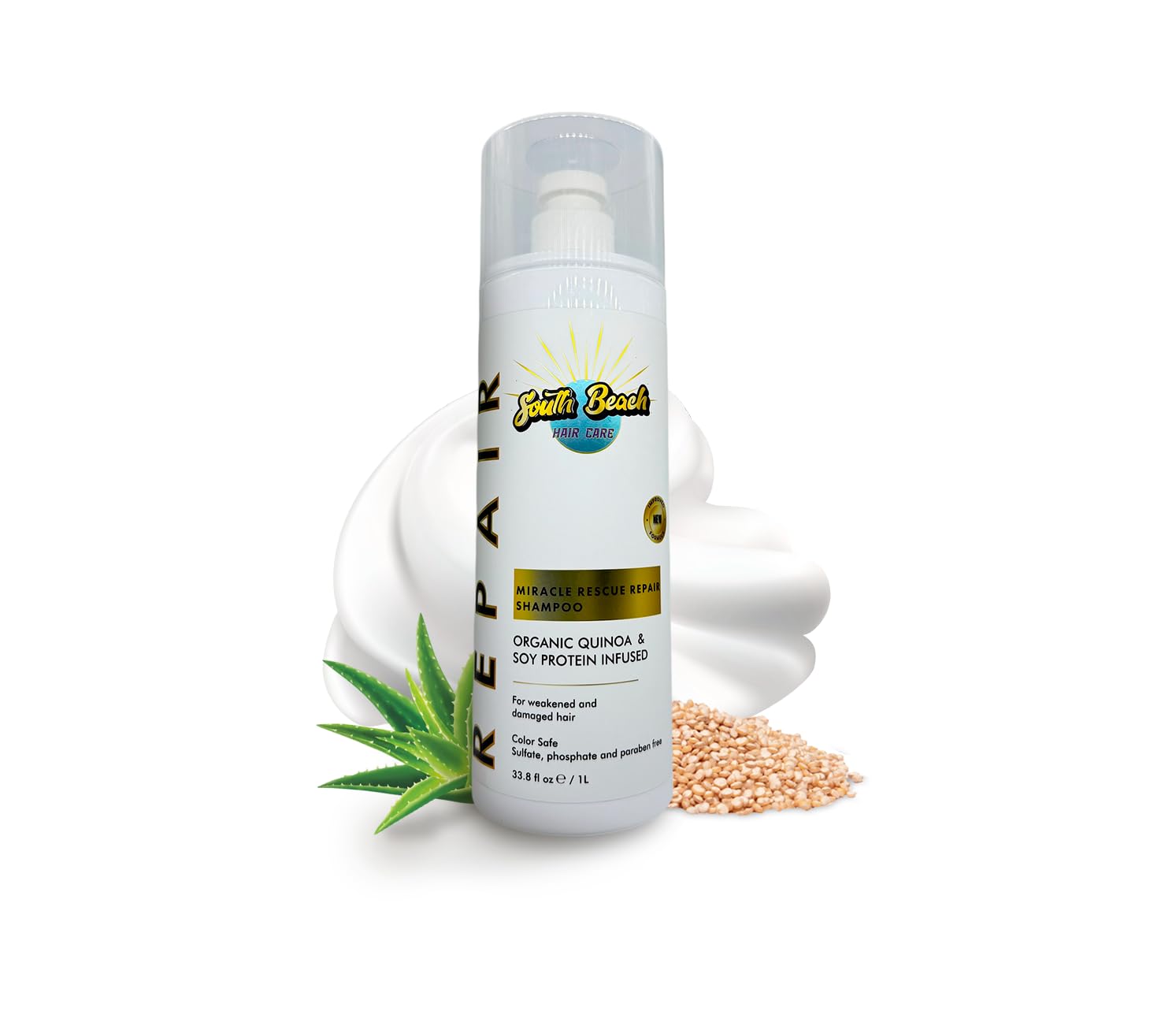 Miracle Repair Shampoo 1L – With quinoa and soy protein – Sulfate-free, vegan shampoo for damaged, colored or processed hair – Professional formula.