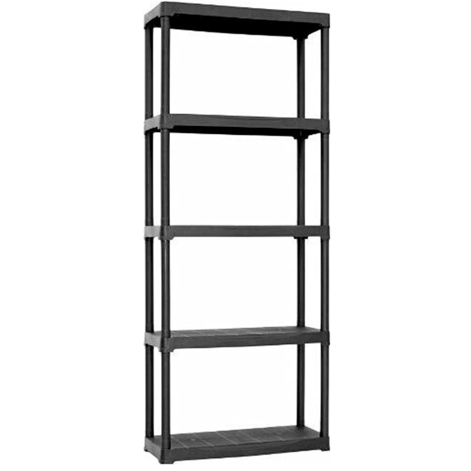 EffeDecor Scaffale Modulare Con Ripiani in Plastica,Da Interno o Esterno, Facile da Montare Resistente, Made in Italy, Nero (5 Ripiani)