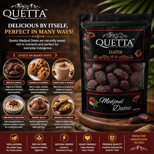 Image of Quetta Premium Medjoul Dates 200g | Naturally Sweet & Soft Dates | High Fiber Dry Fruit | No Added Sugar | Healthy Snack for Daily Nutrition