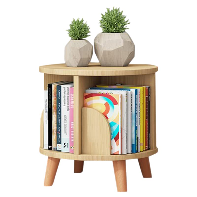 Brride Estantería giratoria para libros, almacenamiento de CD/DVD, capa decorativa, altura 31 cm, estantería multifuncional con deflectores divididos, estantería de almacenamiento de 360 grados