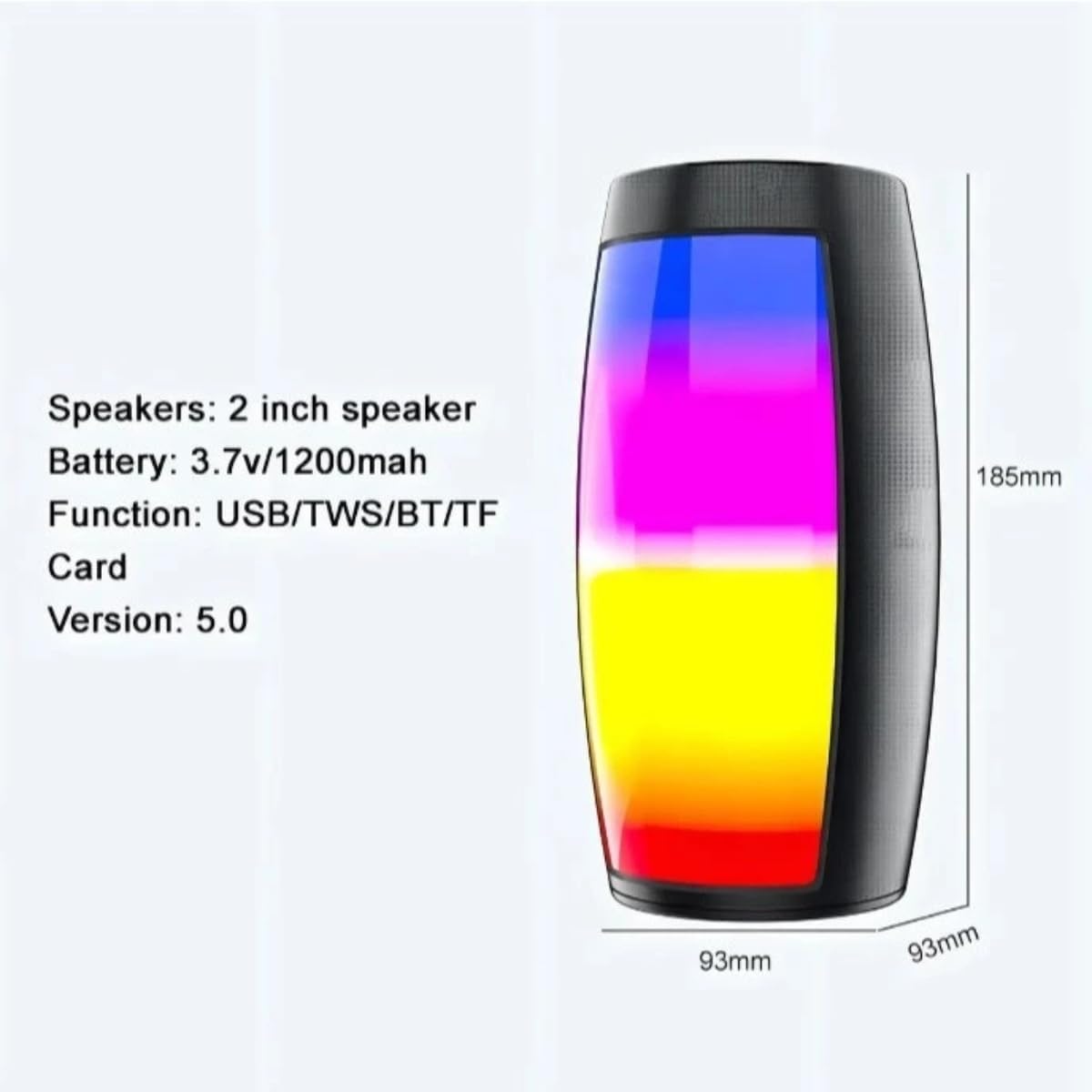 Caixinha de Som Bluetooth Portátil 10W – Potente, com Luz LED RGB, USB, Cartão Micro SD e Rádio FM