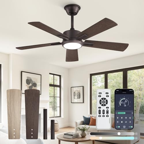 Image of Fanbulous 42 Inch Ceiling Fans with Lights and Remote, Stepless Color Temperature Change & Dimmable 20W LED Ceiling Fan, 6 Speeds Reversible Quiet DC Motor for Bedroom, Living Room, Oil Bronze