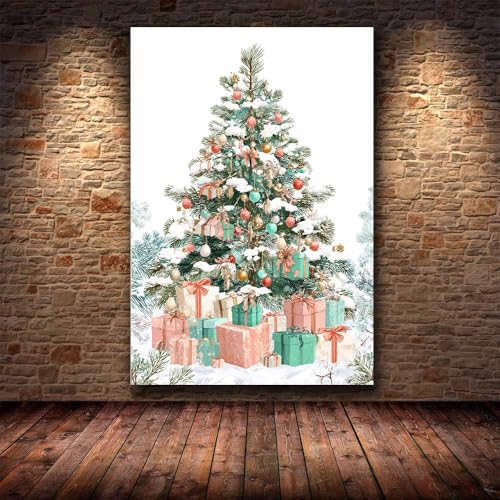 Tableau de Noël arbre de Noël moderne toile verte encadrée 70x100cm - 4