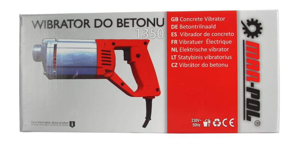 Vibratore elettrico 1350W per calcestruzzo cemento Testa Vibrante Ø35 mm 2m Motore 4500 rpm