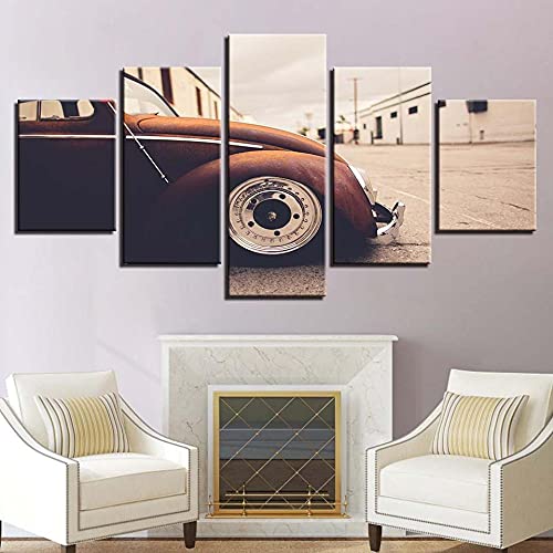 Image imprimée sur toile 5 parties tableau véhicule de décoration murale