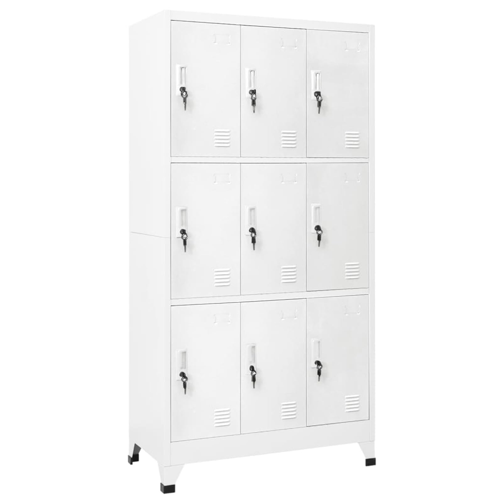 Armadietto spogliatoio Armadio Metallico con 9 Scomparti Armadietti Multiuso e portascope Fessure di Ventilazione in Acciaio-Grigio-con 9 armadietti