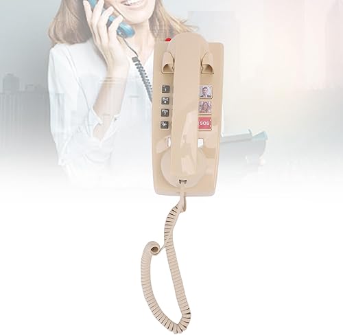 Miniatura 9 de Retro Wall Phone, Easy to Use SOS Call Speed Dial Function with 3 Groups Preset Numbers and 3 Levels Volume Adjustment, for Home Desk Hotel School